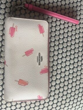 Coach Pink and White Popsicle Zip Wristlet